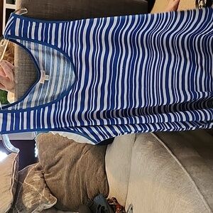 Lularoe Blue and white striped long tank top